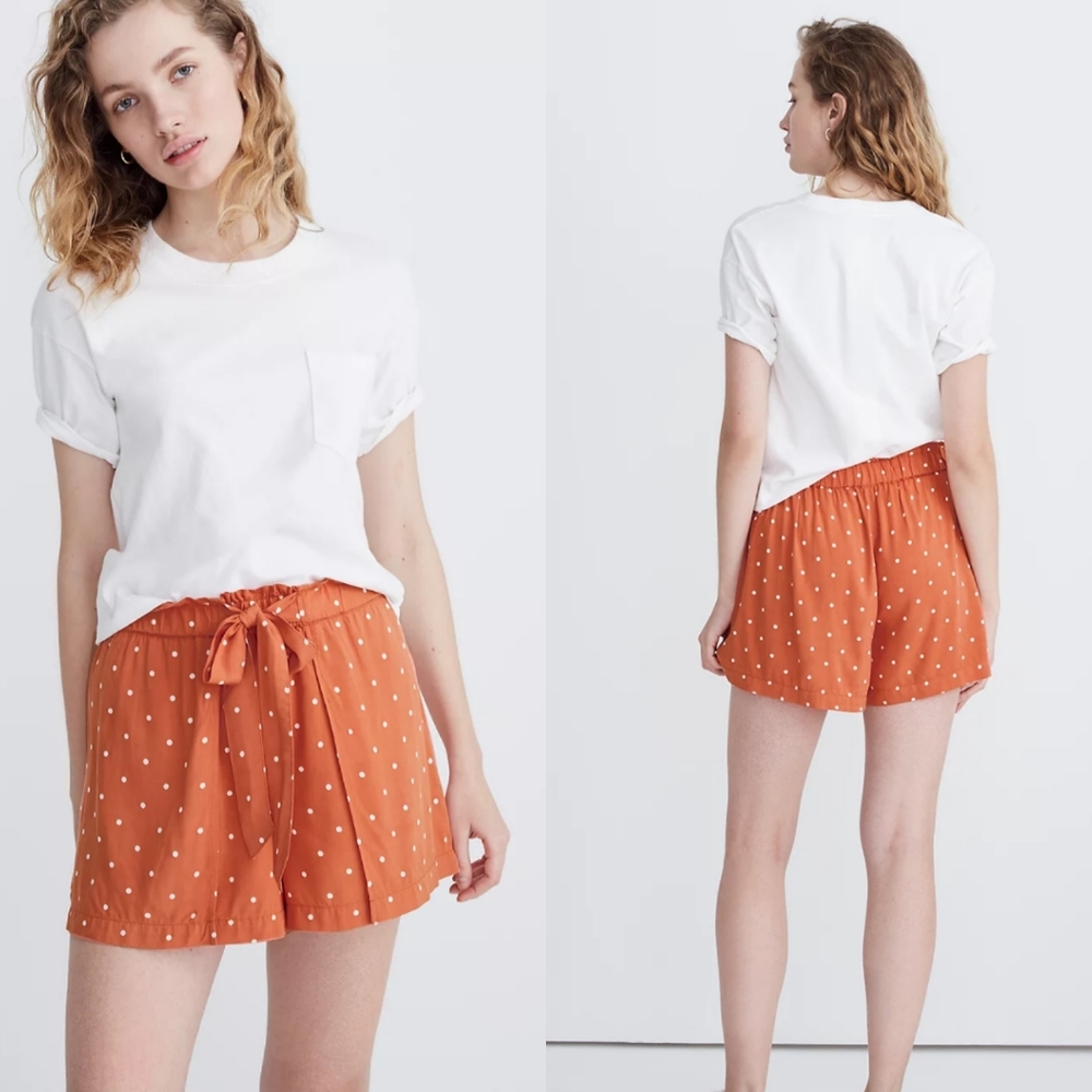 MADEWELL Drapey Pull-On Shorts In Polka Dot S.